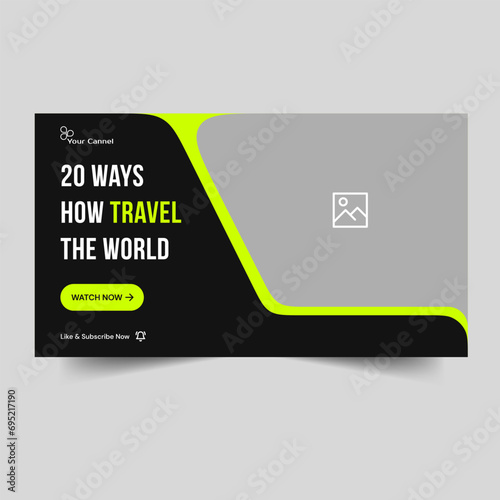 Video tutorial thumbnail banner design for travel tips, adventure tips and tricks banner design, tour and travel banner, editable vector eps 10 file format