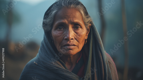 Portrait of an Indian villager at dusk.