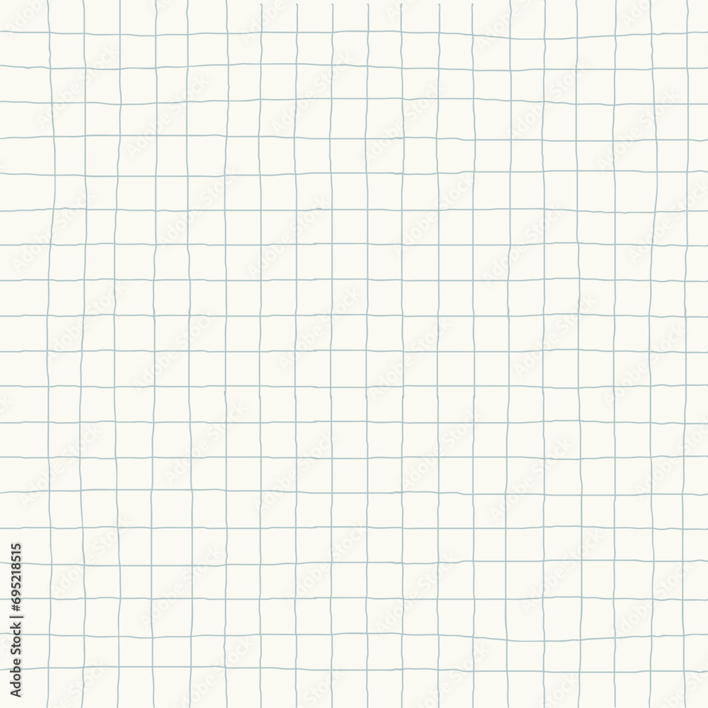 Doodle Gingham Check Plaid Vector Pattern. Vertical and horizontal hand drawn crossing colored stripes. Chequered geometrical background. Cottagecore Homestead Farmhouse Print.