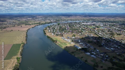 Wallpaper Mural Panorama Of Clarence River And Grafton In Spring. New South Wales, Australia. aerial pan right Torontodigital.ca