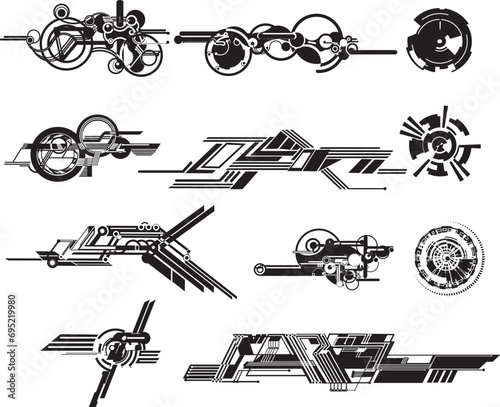 set of tech elements vector