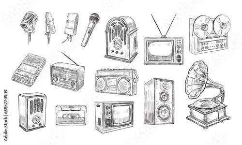old electronics handdrawn collection