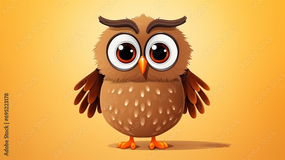 Fototapeta premium cartoon owl with big eyes, cute illustration for kids