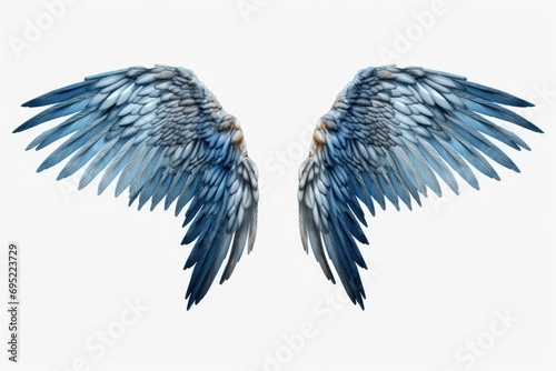 Blue and white wings on a white background. Suitable for various creative projects
