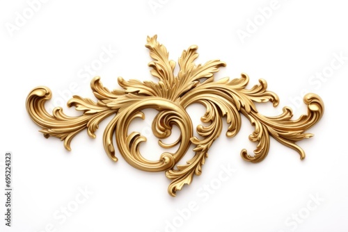 A beautiful and intricate gold ornate design on a pristine white surface. Perfect for adding a touch of elegance and sophistication to any project