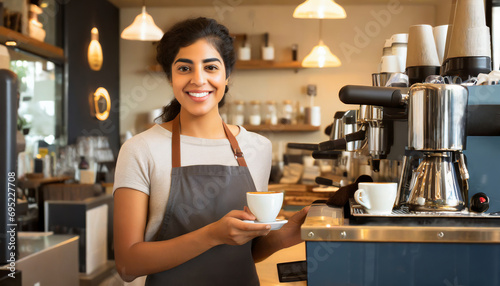 Portrait of Attractive Female Barista at a Cafe