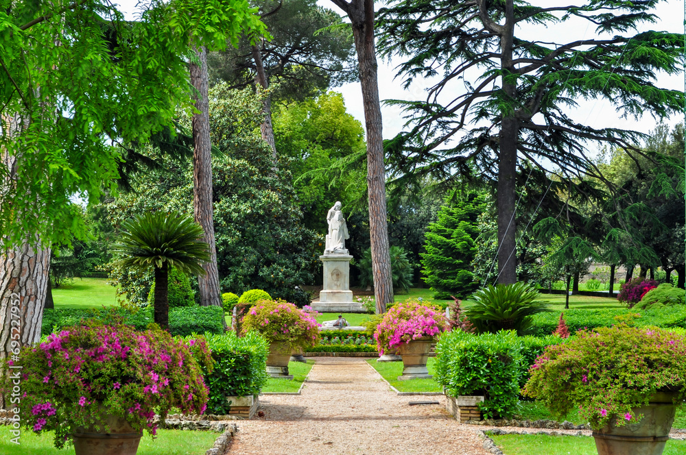 Vatican gardens in center of Rome, Italy