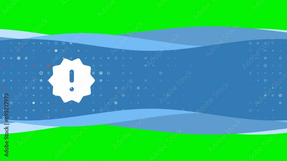Animation of blue banner waves movement with white warning symbol on ...