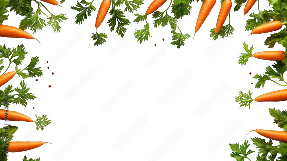 Carrots Border Pattern Design with Edge Isolated on Transparent or