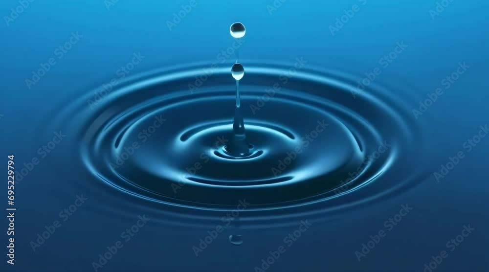 Blue water drop Generative AI. Virtual video scene animated background Blue water drop Generative AI. Virtual video scene animated background