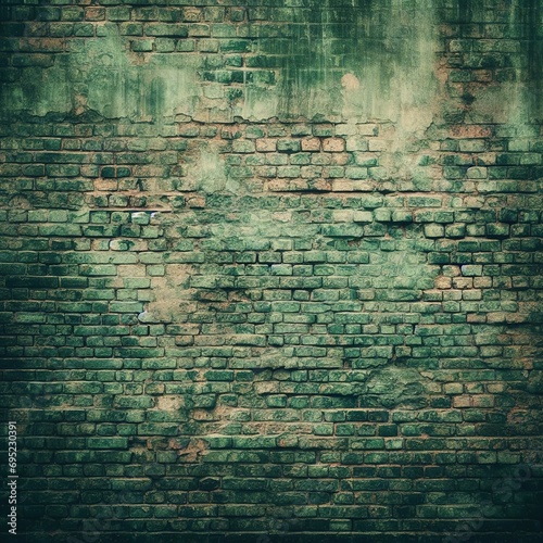 Old brick wall background texture abandoned grunge concept green color