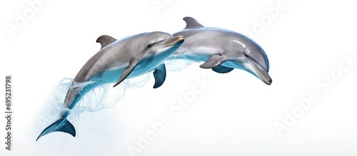 Jumping dolphins in the air