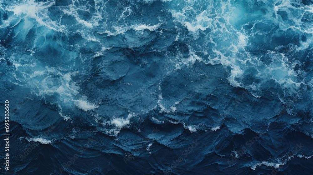 Top View Waves of the Ocean Sea - Background of Seawater Flow Under Light Exposure. A Serene Coastal Scene Capturing the Natural Beauty of Oceanic Waves and Water Movement Top View Waves of the Ocean Sea - Background of Seawater Flow Under Light Exposure. A Serene Coastal Scene Capturing the Natural Beauty of Oceanic Waves and Water Movement