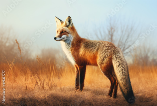 I've created the image based on your description The image depicts a young red fox standing alone against a white background, capturing its essence as a vibrant and adorable predator in nature
