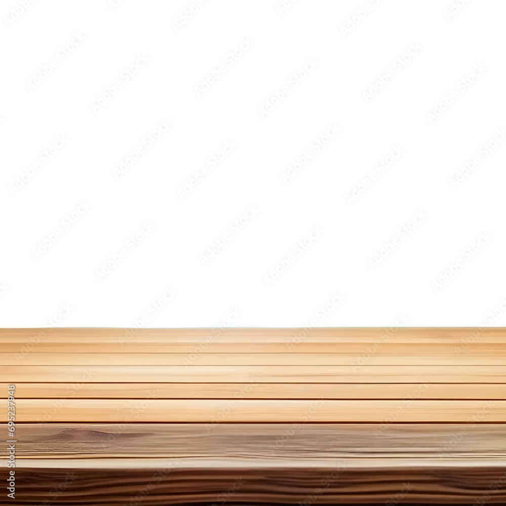Empty wooden table on​ white​ background, can be used for display or montage your products