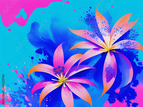 abstrakte Blüten mit blauem Hintergrund © DeMitoBella