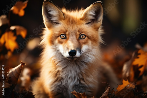 A red fox cub, looking cute and furry, is isolated against a white background, highlighting its vibrant red fur and youthful features as it embodies the essence of wildlife and nature, showcasing its  © in