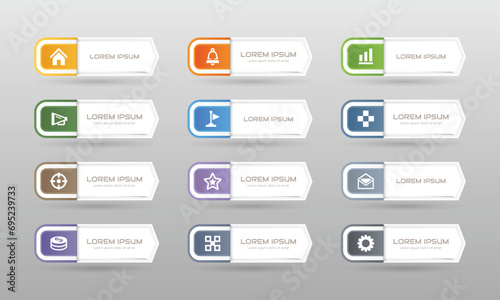 Sticker label with business icons set