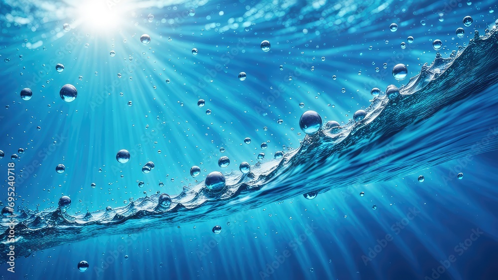 Obraz premium The wave and the sun. Sea water splashes in the sun
