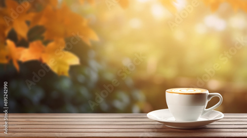 Cup of Coffee on a wooden Table on a Summer