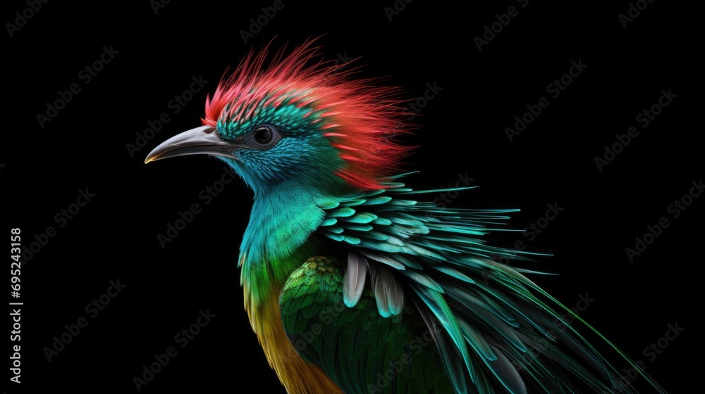 A vibrant bird with a combination of red, green, and blue feathers. Perfect for adding a pop of color to any project or design
