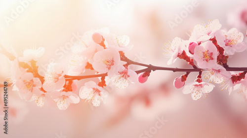 Springtime Symphony: Blossoming Apricot Tree Branches in Full Bloom