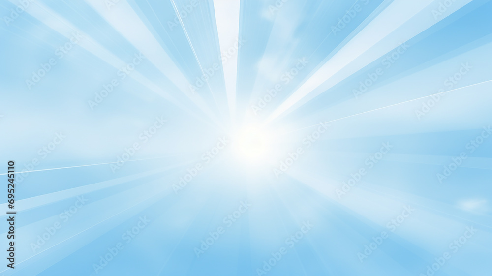 blue abstract background divergent rays of light zoom blurred in motion flat graphics copy space