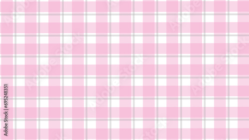 Pink and white plaid fabric texture as a background