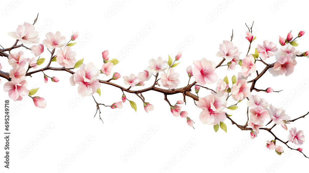  Tree branch flower isolated on a transparent background.