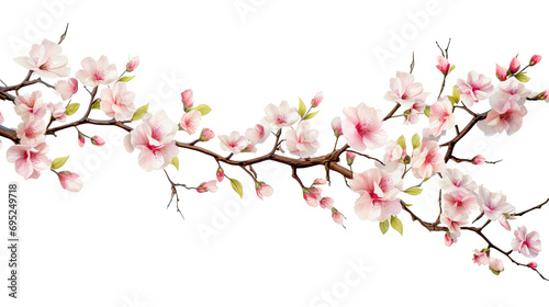  Tree branch flower isolated on a transparent background.