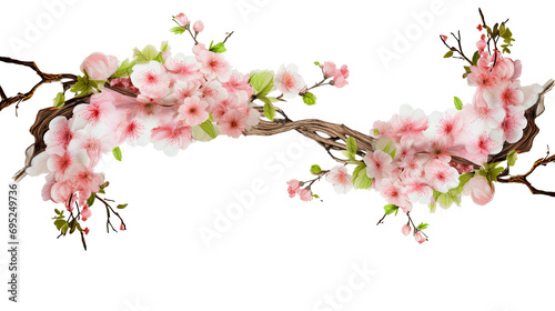  Tree branch flower isolated on a transparent background.
