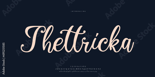 Abstract Fashion font alphabet. Minimal modern urban fonts for logo, brand etc. Typography Calligraphy typeface uppercase lowercase and number. vector illustration
 photo