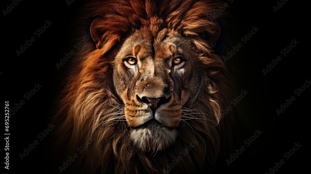 Portrait of a Beautiful lion, lion in dark. Portrait of a Beautiful lion, lion in dark.