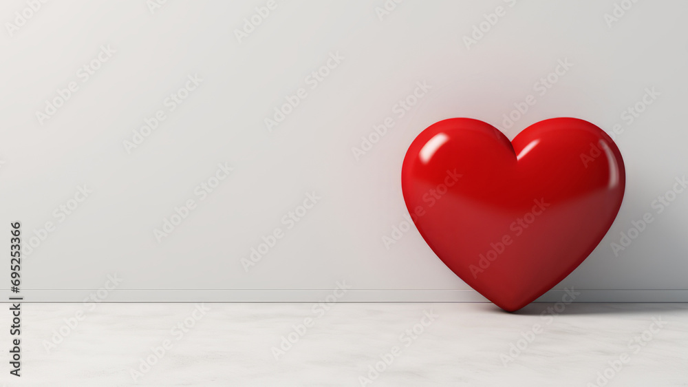 A minimalistic white background with a single, bold red heart A minimalistic white background with a single, bold red heart