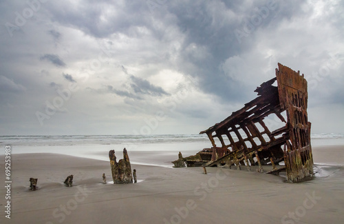 Wreck of the Peter Iredale at Fort Stevens State Park in Oregon photo