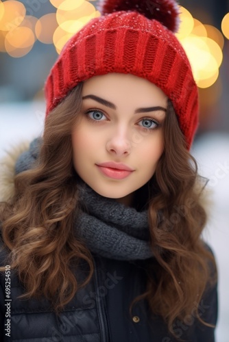 Winter Wonderland Cheer Woman's Snowy Portrait
