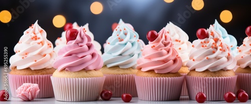 Delicious Decorated Cupcakes On Light Table, HD, Background Wallpaper, Desktop Wallpaper