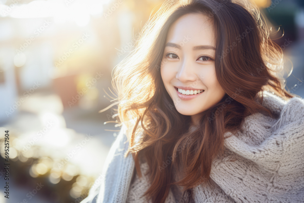Smiling young Asian woman at home Smiling young Asian woman at home