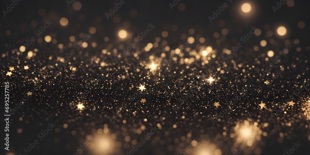 abstract velvate and black star particles bokeh background with glitter defocused lights and stars