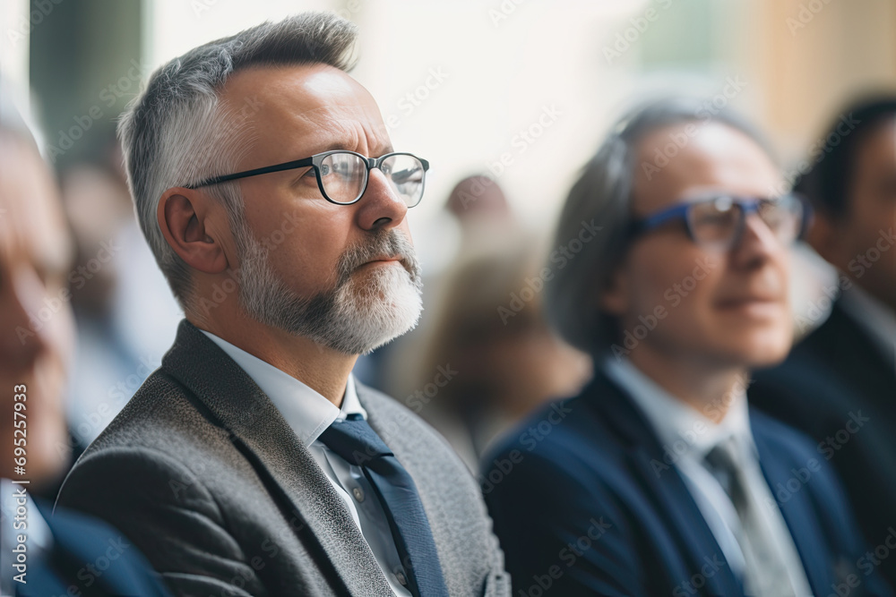A group of confident and successful businessmen and managers are discussing work in a modern office. A group of confident and successful businessmen and managers are discussing work in a modern office.