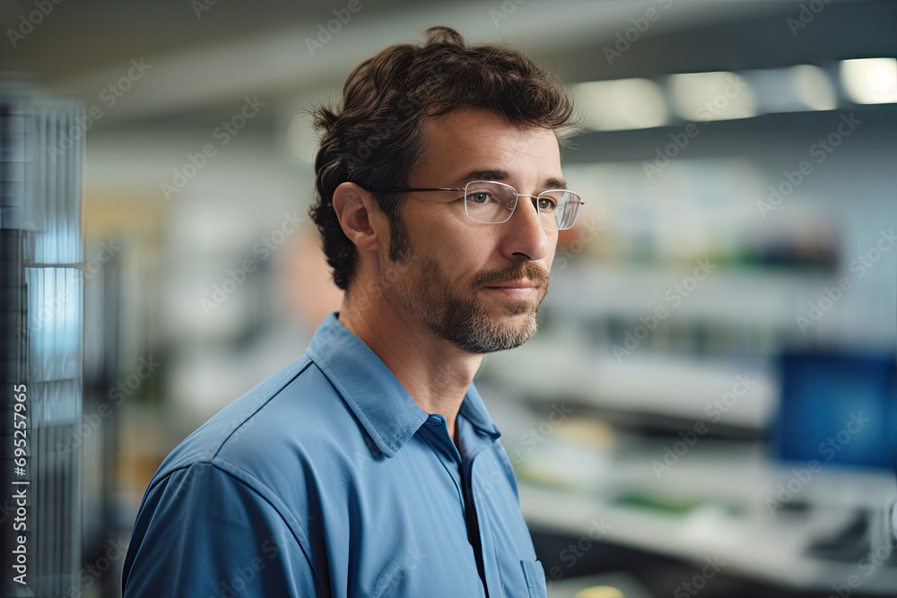 Confident man with glasses in a modern office. Confident man with glasses in a modern office.