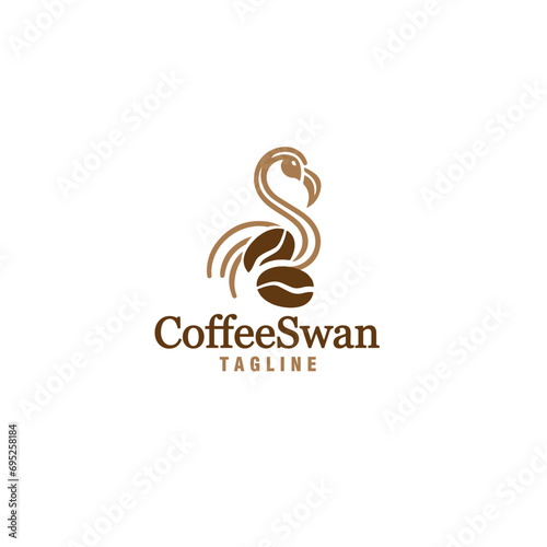 swan coffee logo design vector template