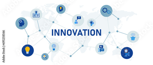 Innovation concept innovate banner header connected icon set symbol illustration photo