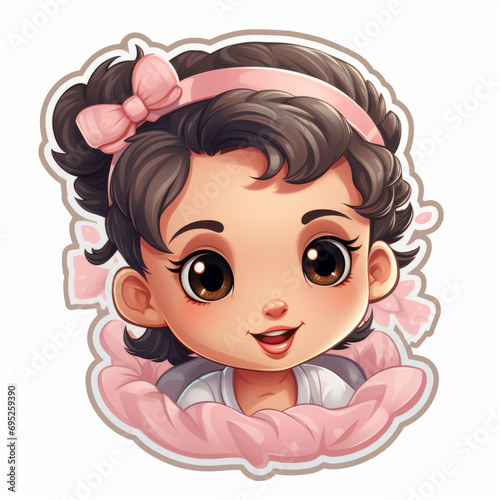 Cute little new born baby girl sticker "ai generated"