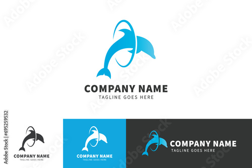 Dolphin vector logo template and animal icon design