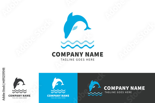 Dolphin vector logo template and animal icon design