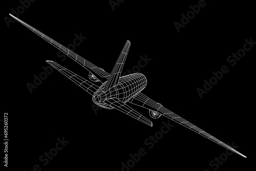 Airplane. Abstract airliner. Wireframe vector illustration