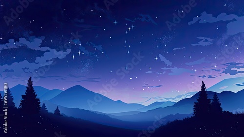 Digital Night scene starry sky scene Abstract © paisorn