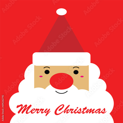 Merry Christmas Santa Claus cartoon with a combination of red and white; flat cartoon design, simple illustration ; christmas card decoration ; seasonal celebration