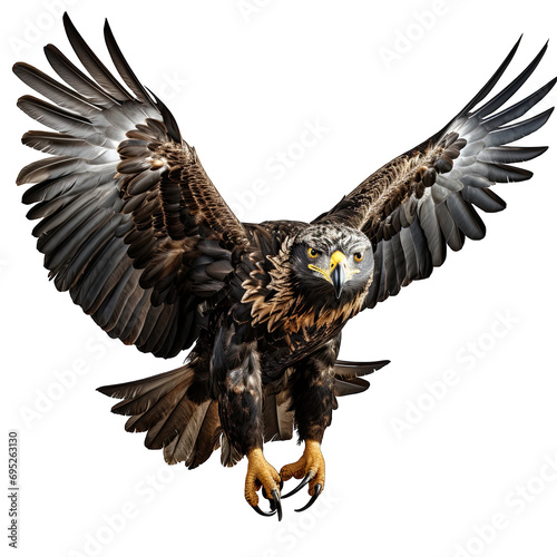 Realistic eagle flying isolated on white background